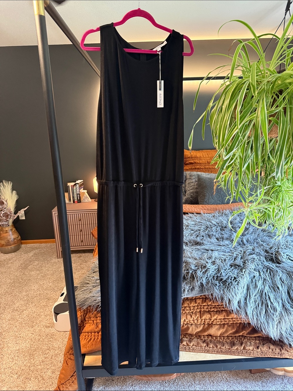 Chico's Black Sleeveless Maxi Dress with Drawstring